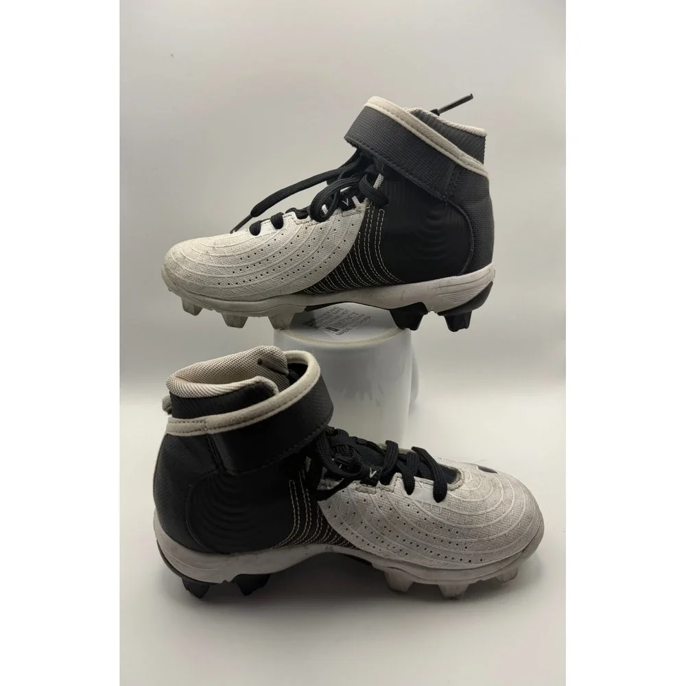 Under Armour Harper 4 Mid RM Youth 13K White Black Baseball Cleats 3022062-001